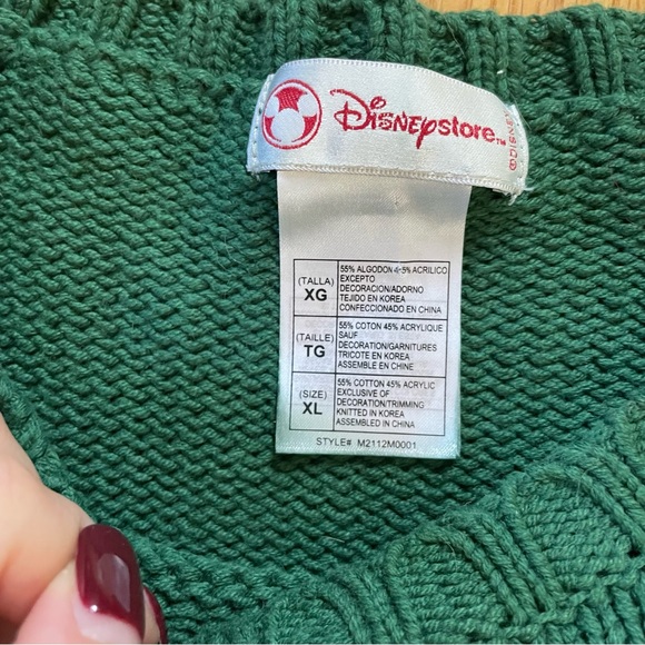 Vintage Disney Mickey Mouse Christmas Holiday Forest Green Sweater XL - Picture 5 of 6
